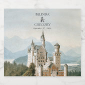 ヴィンテージおとぎ素朴話の城の結婚森 スパークリングワインラベル (シングルラベル)