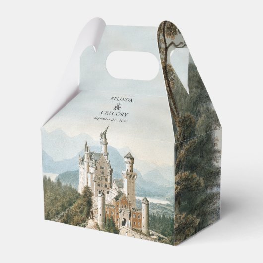 ヴィンテージおとぎ素朴話の城の結婚森 フェイバーボックス (正面サイド)