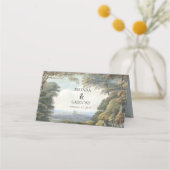 ヴィンテージおとぎ素朴話の城の結婚森 プレイスカード (裏面)