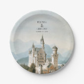 ヴィンテージおとぎ素朴話の城の結婚森 ペーパープレート (正面)