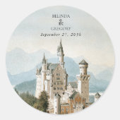 ヴィンテージおとぎ素朴話の城の結婚森 ラウンドシール (正面)