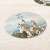 ヴィンテージおとぎ素朴話の城の結婚森 ラウンドペーパーコースター (アングル)