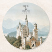 ヴィンテージおとぎ素朴話の城の結婚森 ラウンドペーパーコースター (正面)
