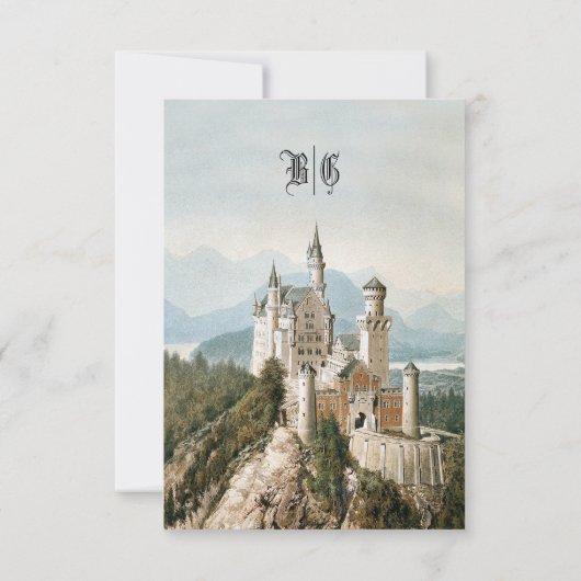 ヴィンテージおとぎ素朴話の城の結婚森 出欠カード (裏面)