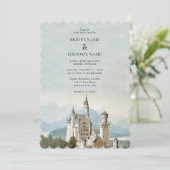 ヴィンテージおとぎ素朴話の城の結婚森 招待状 (スタンド正面)