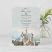 ヴィンテージおとぎ素朴話の城の結婚森 招待状 (スタンド正面)