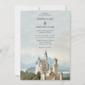 ヴィンテージおとぎ素朴話の城の結婚森 招待状 (正面)