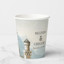 ヴィンテージおとぎ素朴話の城の結婚森 紙コップ