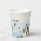 ヴィンテージおとぎ素朴話の城の結婚森 紙コップ (正面)