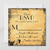 ヴィンテージおとぎ話の愛の引用文マッチングRSVPカード 招待状 (正面)