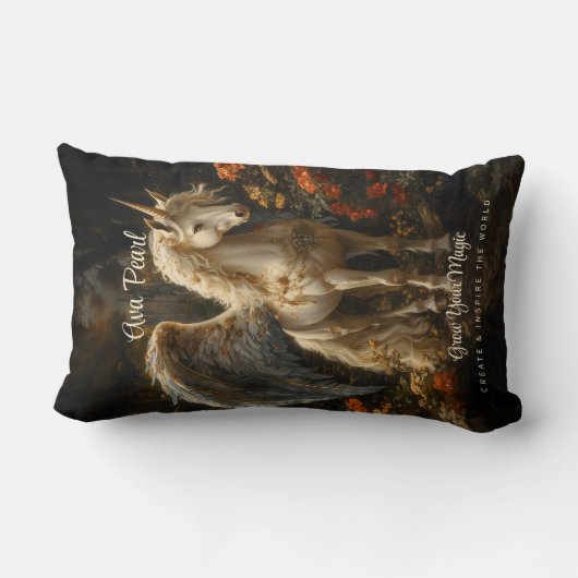 ヴィンテージおとぎ話の森ユニコーンファンタジー ランバークッション (裏面)