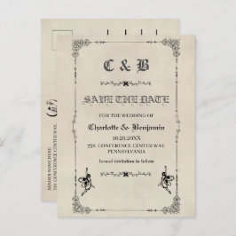 ヴィンテージおとぎ話の結婚式の日付を保存 案内ポストカード