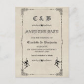 ヴィンテージおとぎ話の結婚式の日付を保存 案内ポストカード (正面)