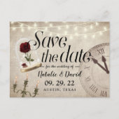ヴィンテージおとぎ話の結婚式の日付を保存 案内ポストカード (正面)
