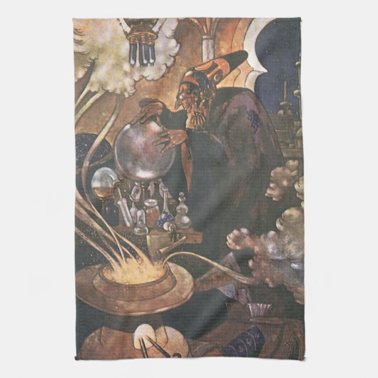ヴィンテージおとぎ話アラジンと魔法ランプ キッチンタオル (縦)