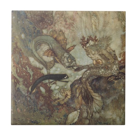 ヴィンテージおとぎ話エドモンド・ダラックの人魚 タイル (正面)