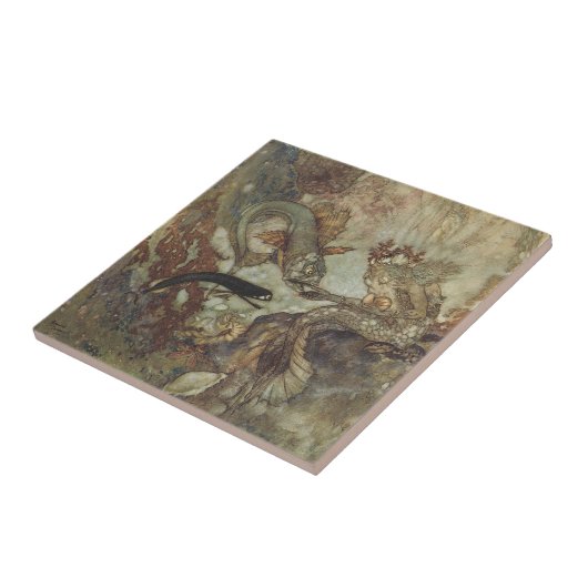 ヴィンテージおとぎ話エドモンド・ダラックの人魚 タイル (側面)