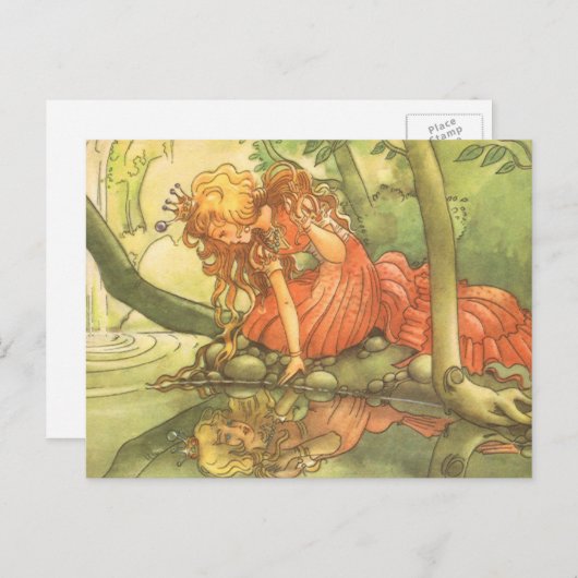 ヴィンテージおとぎ話カエル王子プリンセスバイポンド ポストカード (正面/裏面)