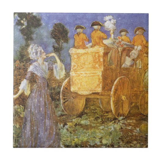 ヴィンテージおとぎ話シンデレラと妖精のゴッドマザー タイル (正面)