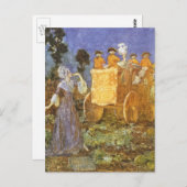 ヴィンテージおとぎ話シンデレラと妖精のゴッドマザー ポストカード (正面/裏面)