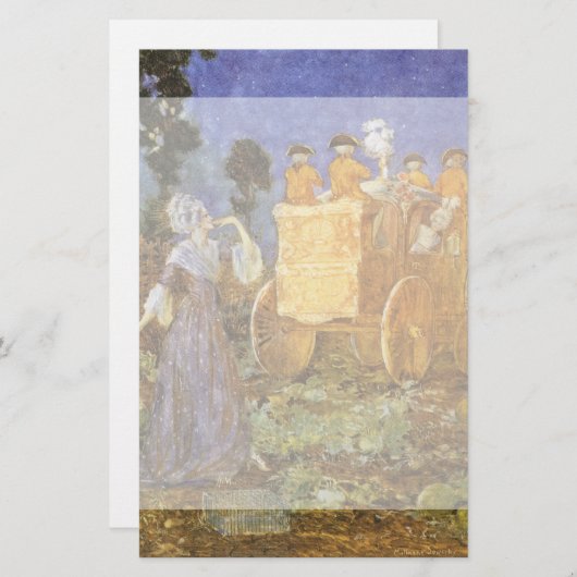 ヴィンテージおとぎ話シンデレラと妖精のゴッドマザー 便箋 (正面/裏面)