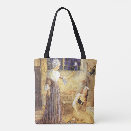 ヴィンテージおとぎ話シンデレラと妖精の女神 トートバッグ (裏面)