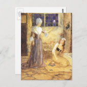 ヴィンテージおとぎ話シンデレラと妖精の女神 ポストカード (正面/裏面)