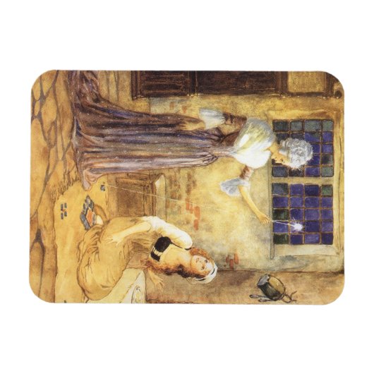 ヴィンテージおとぎ話シンデレラと妖精の女神 マグネット (横)