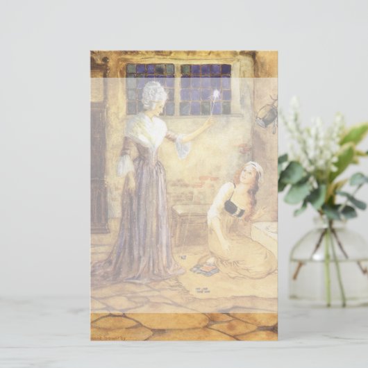 ヴィンテージおとぎ話シンデレラと妖精の女神 便箋 (スタンド正面)