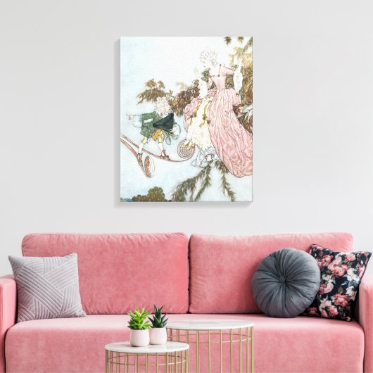 ヴィンテージおとぎ話スリーピング美しいバイエドムンドゥラック キャンバスプリント (インサイチュ (リビング))