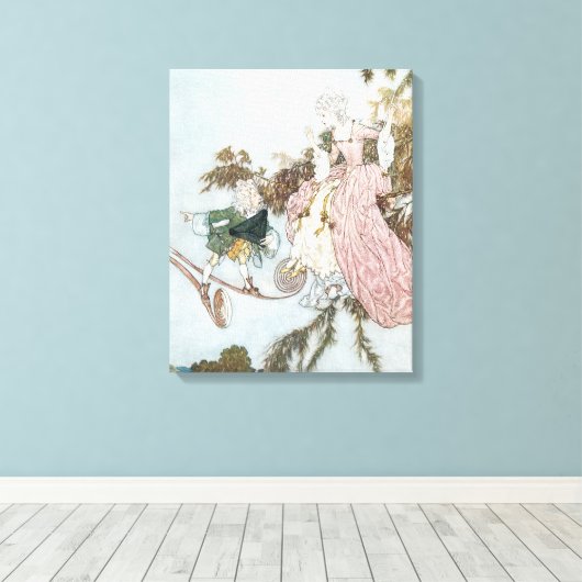 ヴィンテージおとぎ話スリーピング美しいバイエドムンドゥラック キャンバスプリント (インサイチュ (ウッドフロア))