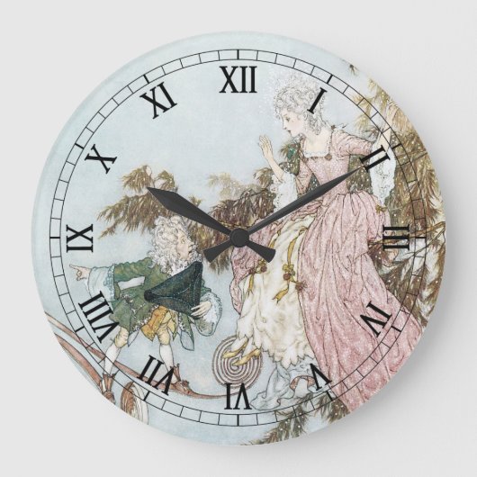 ヴィンテージおとぎ話スリーピング美しいバイエドムンドゥラック ラージ壁時計 (正面)