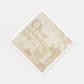 ヴィンテージおとぎ話テーマキャッスルキャリッジ金ゴールド スタンダードランチョンナプキン (角)