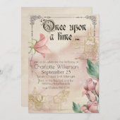 ヴィンテージおとぎ話テーマ城と馬車 招待状 (正面/裏面)