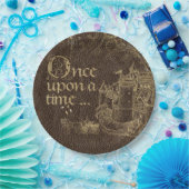 ヴィンテージおとぎ話テーマ金ゴールド城オンレザー ペーパープレート (パーティー)