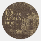ヴィンテージおとぎ話テーマ金ゴールド城オンレザー ラウンドシール (正面)