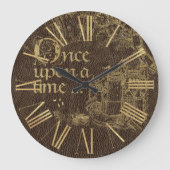 ヴィンテージおとぎ話テーマ金ゴールド城オンレザー ラージ壁時計 (正面)