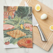 ヴィンテージおとぎ話ハンゼルとグレテルキャンディーハウス キッチンタオル (四つ折り)