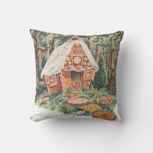 ヴィンテージおとぎ話ハンゼルとグレテルキャンディーハウス クッション (正面)
