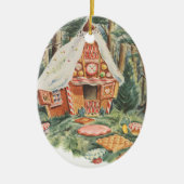 ヴィンテージおとぎ話ハンゼルとグレテルキャンディーハウス セラミックオーナメント (正面)