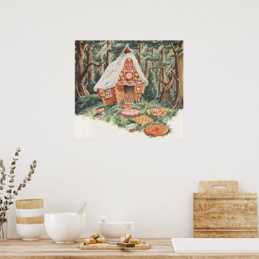 ヴィンテージおとぎ話ハンゼルとグレテルキャンディーハウス ポスター (キッチン)