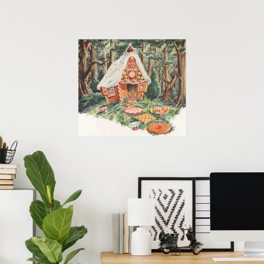 ヴィンテージおとぎ話ハンゼルとグレテルキャンディーハウス ポスター (ホームオフィス)