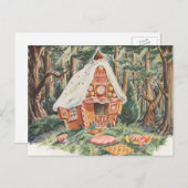ヴィンテージおとぎ話ハンゼルとグレテルキャンディーハウス ポストカード (正面/裏面)