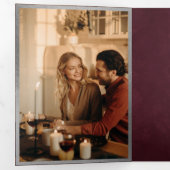 ヴィンテージおとぎ話ブックシルバーブルゴーニュ結婚ーズ 三つ折り招待状 (内部最初)