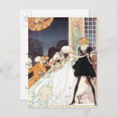 ヴィンテージおとぎ話プリンセスウェディング日付を保存! 案内ポストカード (正面/裏面)