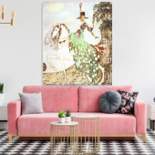 ヴィンテージおとぎ話プリンセス白馬に乗る キャンバスプリント (インサイチュ (リビング))