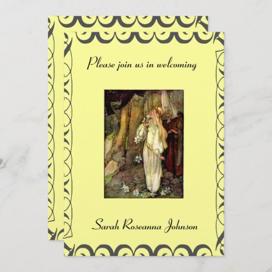 ヴィンテージおとぎ話ベビーシャワーの招待 招待状 (正面/裏面)