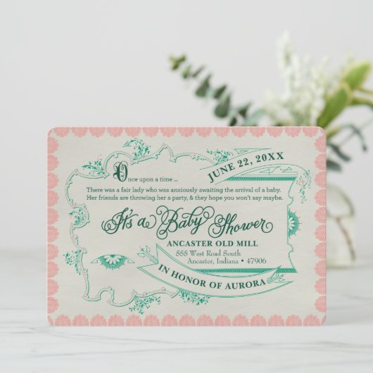 ヴィンテージおとぎ話ベビーシャワー招待状 招待状 (スタンド正面)