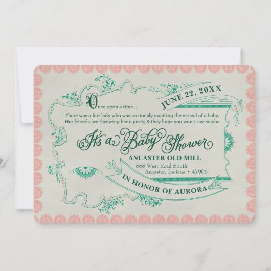 ヴィンテージおとぎ話ベビーシャワー招待状 招待状 (正面)