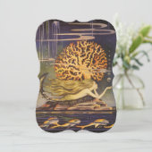 ヴィンテージおとぎ話マーメイドコーラルバースデーパーティー 招待状 (スタンド正面)